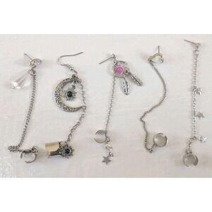 Boho Ear Cuff Chain Earrings Lot Celestial Moon Star Dreamcatcher Dangle Set